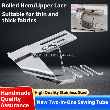 1735★  New Model All Steel Coverstitch Two in One Binder Manual Hemming Attachment For Bottom Hem And Top Lace Thin And Thick Fabric Sewing Machine Accessory★