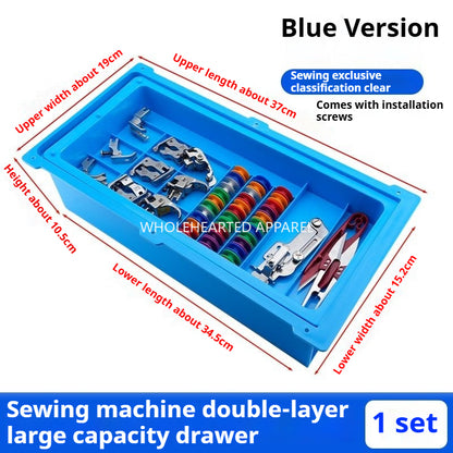 1727★  Sewing machine universal double-layer large-capacity storage drawer box presser foot scissors screwdriver widened storage sewing accessories★