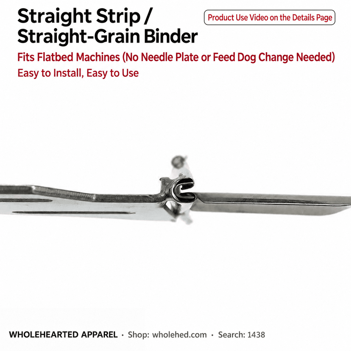 1438★ Four-Fold Double-Edge Straight-Grain Binder for Flatbed Sewing Machines, Placket and Sleeve Finishing