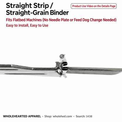 1438★ Four-Fold Double-Edge Straight-Grain Binder for Flatbed Sewing Machines, Placket and Sleeve Finishing