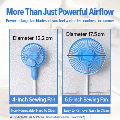 1278★ 6-Inch Sewing Machine Fan with Adjustable Speed, Strong Airflow and Dual Magnetic Mount for Industrial Sewing Machines