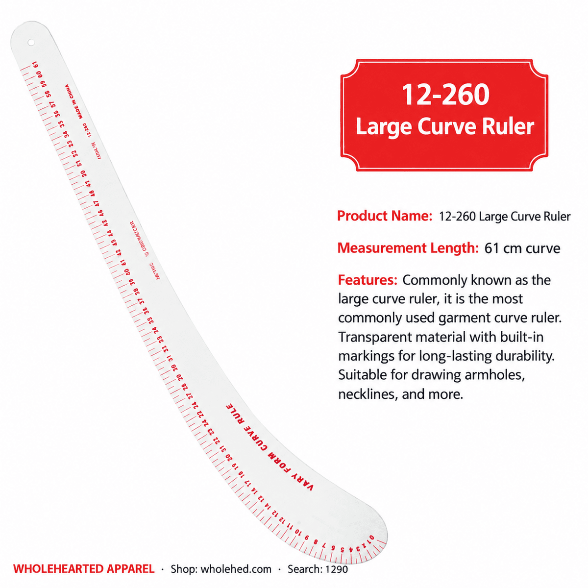 1290★ Large Curve Ruler for Clothing Pattern Making, Garment Drafting and Cutting.