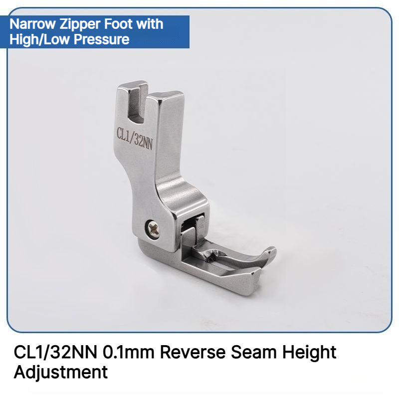 1212★ New Arrivals 2 | More Options | Narrow High-Low Zipper Presser Foot for Industrial Lockstitch Sewing Machines, 0.1/0.2 cm Edge Stitching.