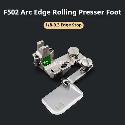 1754★ Nouveau pied ourleur courbe réglable F502, pied presseur à rouleau tout acier, adapté aux tissus légers en soie et en mousseline, accessoire de reliure populaire★