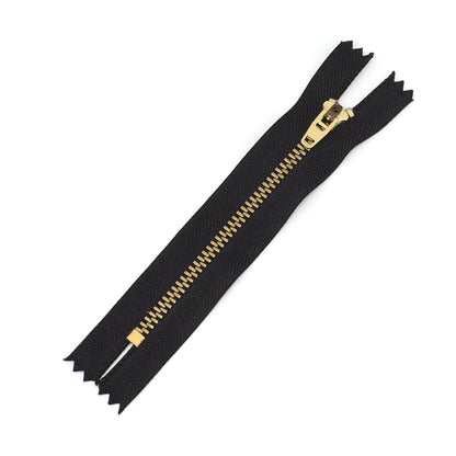 3075  Zipper No. 4 Bronze Brass White Gold Closed Tail Spring Head Metal Copper Zipper Jeans Trousers Y Teeth Pant Chain