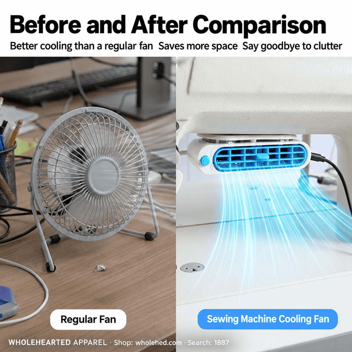 1887★ Magnetic Sewing Machine Cooling Fan with Strong Airflow for the Work Area