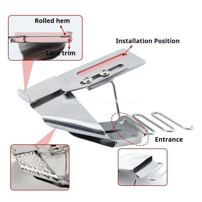 1735★  New Model All Steel Coverstitch Two in One Binder Manual Hemming Attachment For Bottom Hem And Top Lace Thin And Thick Fabric Sewing Machine Accessory★