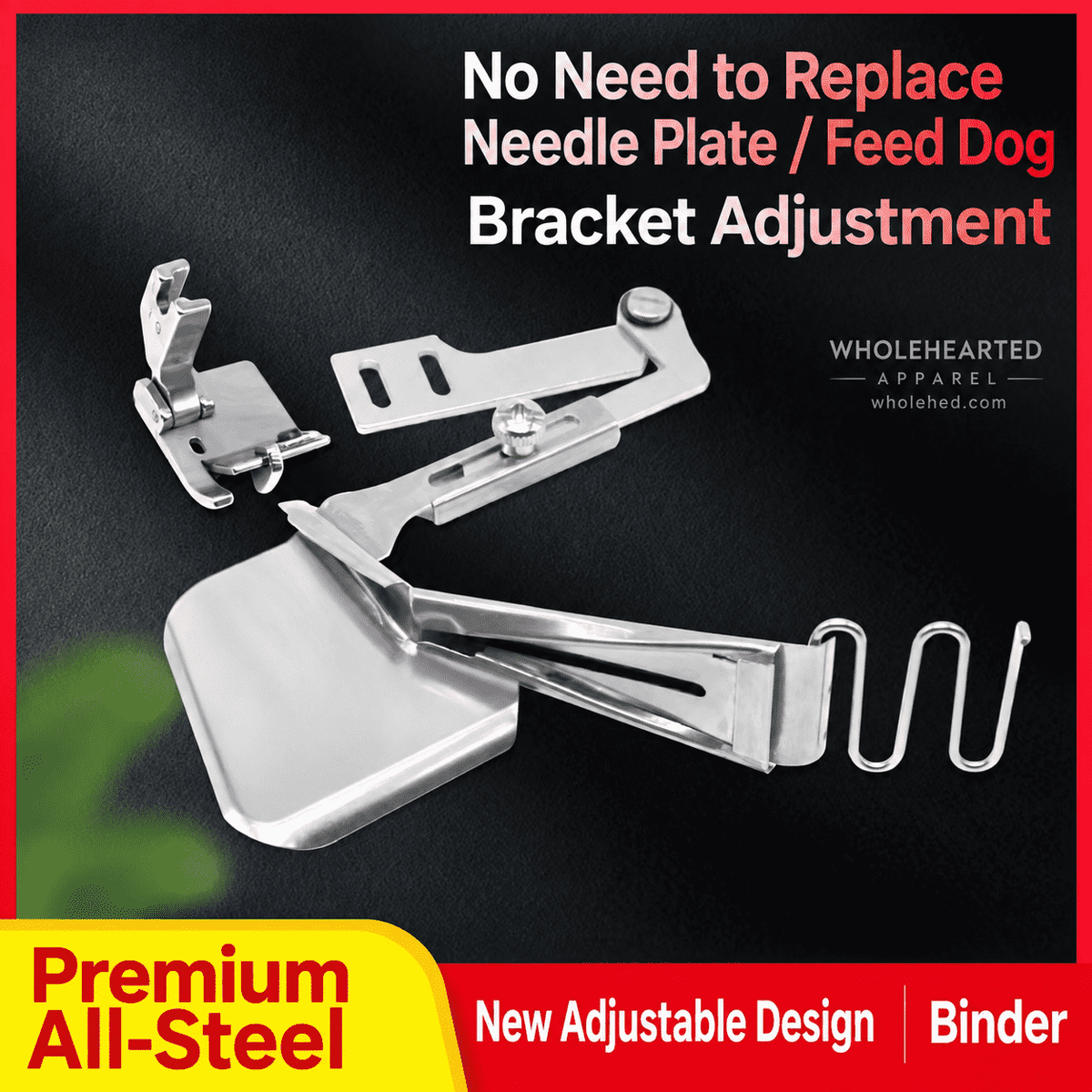 1691★ Adjustable Hemming Attachment for Flatbed Sewing Machine No Needle Plate Replacement with Hemming Presser Foot.