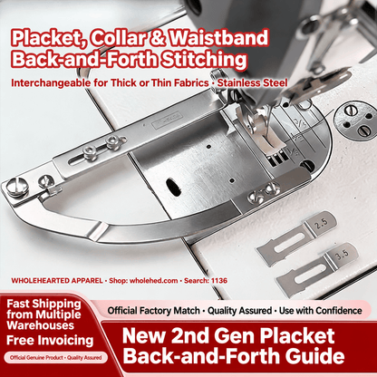 1136★ Industrial Flatbed Sewing Machine Edge-Stitching Guide for Plackets and Waistbands