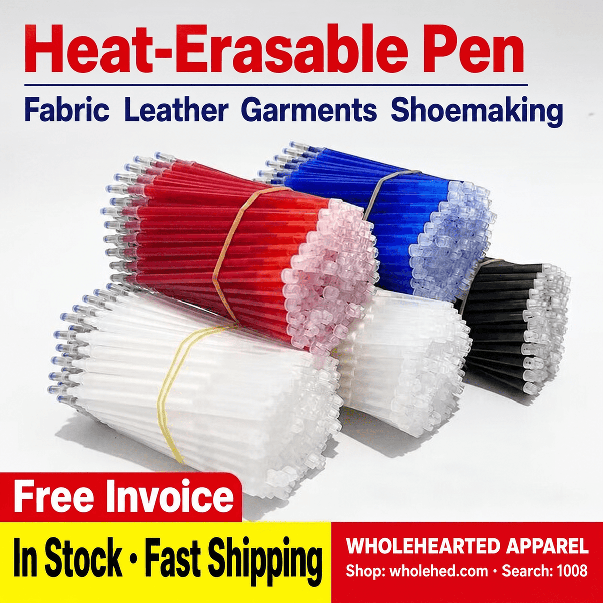 1008★ Stylo marqueur effaçable à la chaleur à corps épais pour tissu et cuir, grande capacité pour la couture et la confection