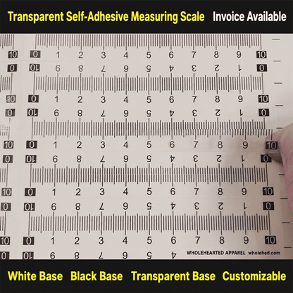 1603★ Transparent Self-Adhesive Waterproof PVC Ruler Sticker with Center-Finding Scale Customizable.