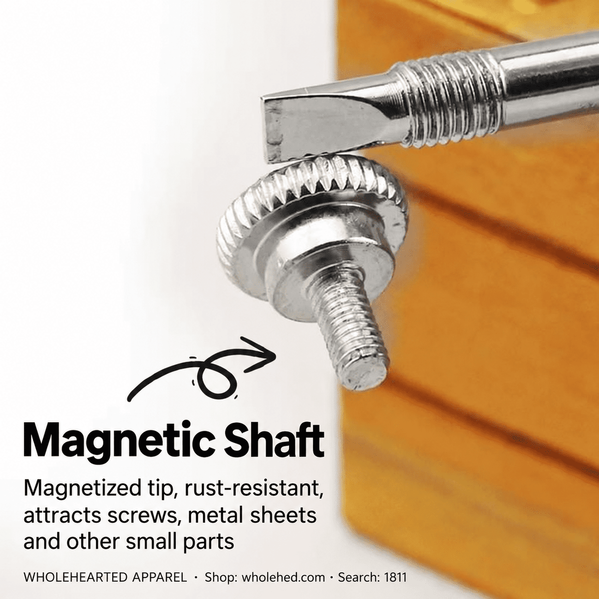 1811★ Magnetic Flathead Safety Screwdriver for Sewing Machines, Medium Size, S2 Steel