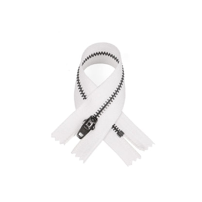 3086  Zipper No. 4 acrylic copper closed tail spring head work code U-shaped stop gun color tooth black nickel color multi-color cloth edge