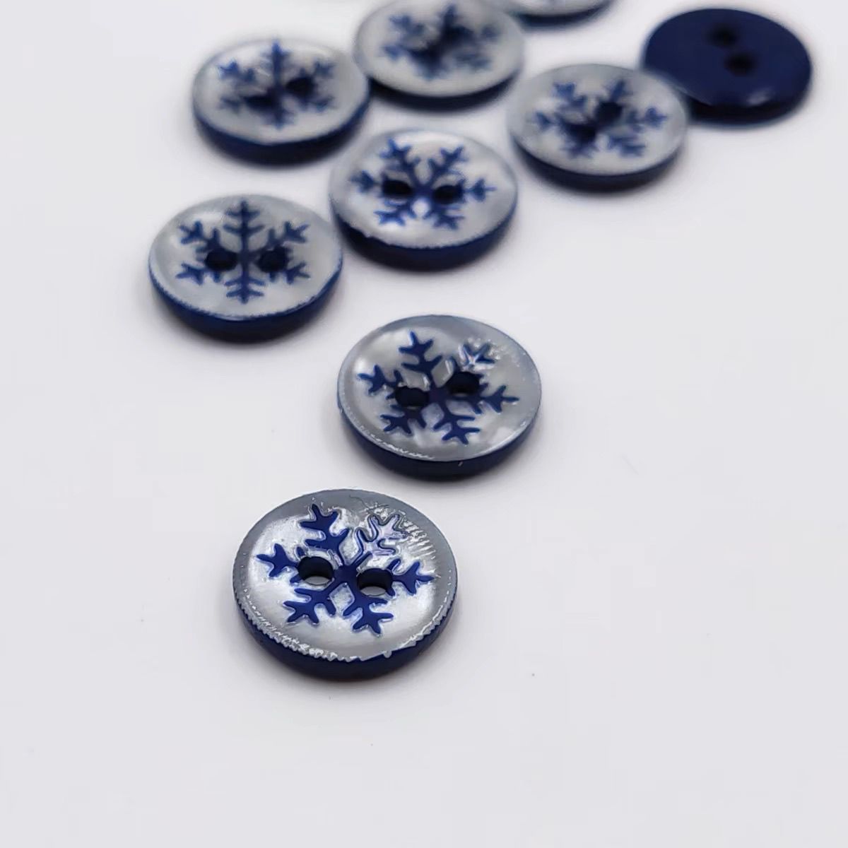 3062  Blue Snowflake Pearlescent Manhattan Button Shirt Button Girl Heart Exclusive Navy Blue Button Navy Blue