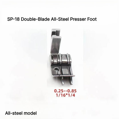 1050★ Nouveautés 2 | Plus d'options | Pied presseur de coupe tout acier pour machines à coudre plates, double/triple lame pour poches arrière de jeans et garniture de bords.