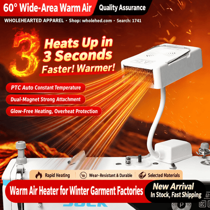 1741★ Winter Warm Air Heater for Garment Factories with Adjustable Stand and Dual Magnetic Base