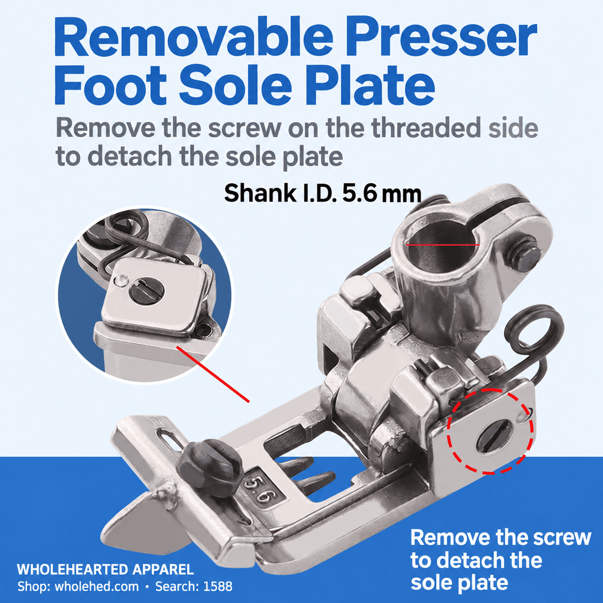 1588★ Piedino premistoffa con apertura centrale da 5.6 mm per macchine industriali punto copertura a 3 aghi e 5 fili, compatibile con Pegasus Silver Arrow e Jack