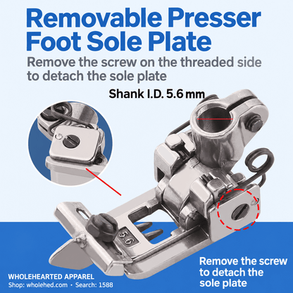 1588★ Piedino premistoffa con apertura centrale da 5.6 mm per macchine industriali punto copertura a 3 aghi e 5 fili, compatibile con Pegasus Silver Arrow e Jack