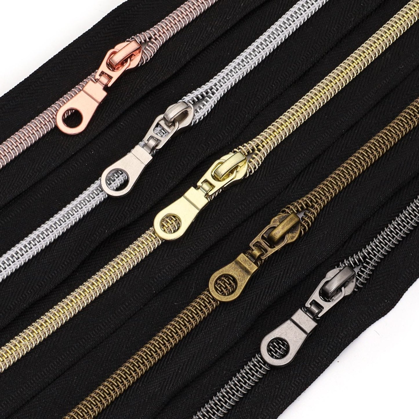 3104  Zipper No. 5 nylon positive wear Jitong head electroplating color multi-color optional with lock zinc alloy luggage jacket zipper is suitable