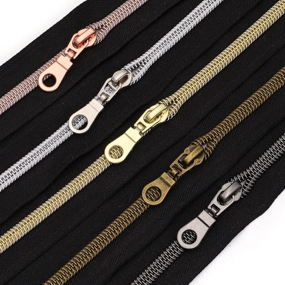 3104  Zipper No. 5 nylon positive wear Jitong head electroplating color multi-color optional with lock zinc alloy luggage jacket zipper is suitable