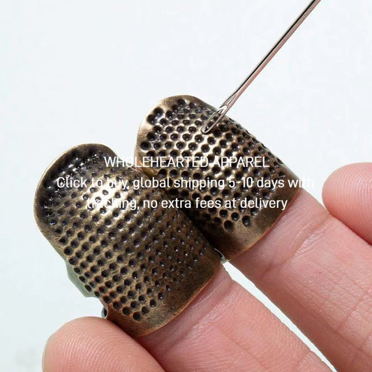 1414★ Thimble finger cover household hand sewing cross stitch thickened adjustment real copper finger guard thimble hoop sewing tool