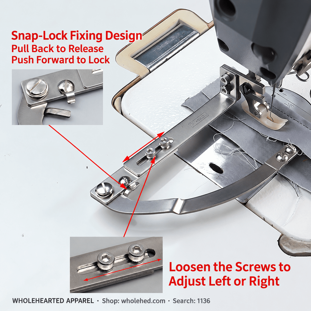1136★ Industrial Flatbed Sewing Machine Edge-Stitching Guide for Plackets and Waistbands