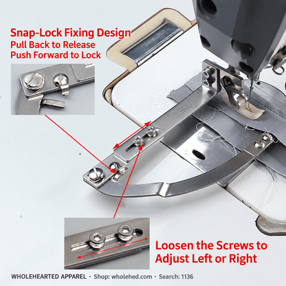1136★ Industrial Flatbed Sewing Machine Edge-Stitching Guide for Plackets and Waistbands