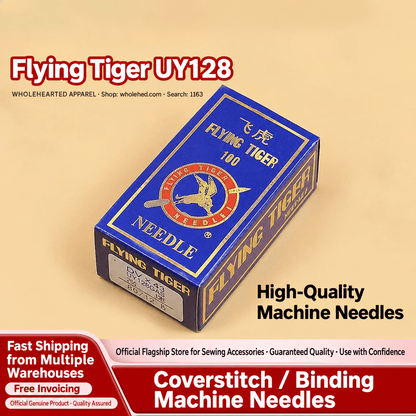 1163★ Agujas para máquina de coser Flying Tiger UY128GAS DVX43 para máquinas recubridoras de 3 agujas y 5 hilos.