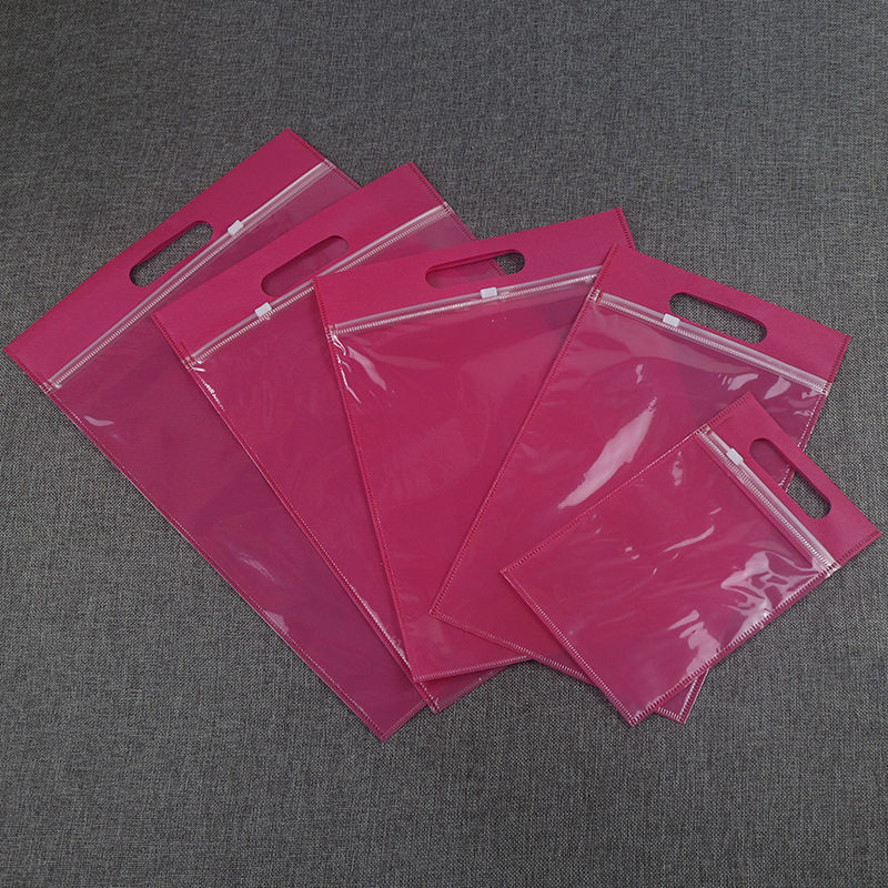 3227★  Non-woven zipper bag Transparent packaging bag Portable self-sealing bag Portable custom logo clothes storage sealing bag