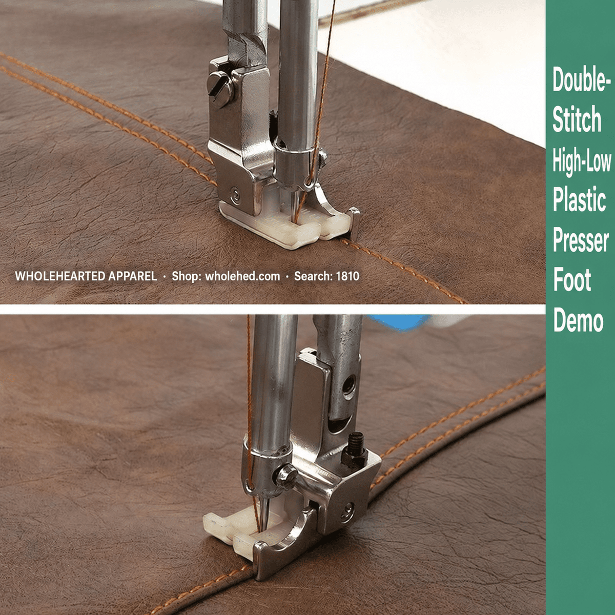 1810★ Double-Stitch High-Low Plastic Presser Foot with Thickened PTFE Sole All-Steel Shank and Adjustable Edge Guide