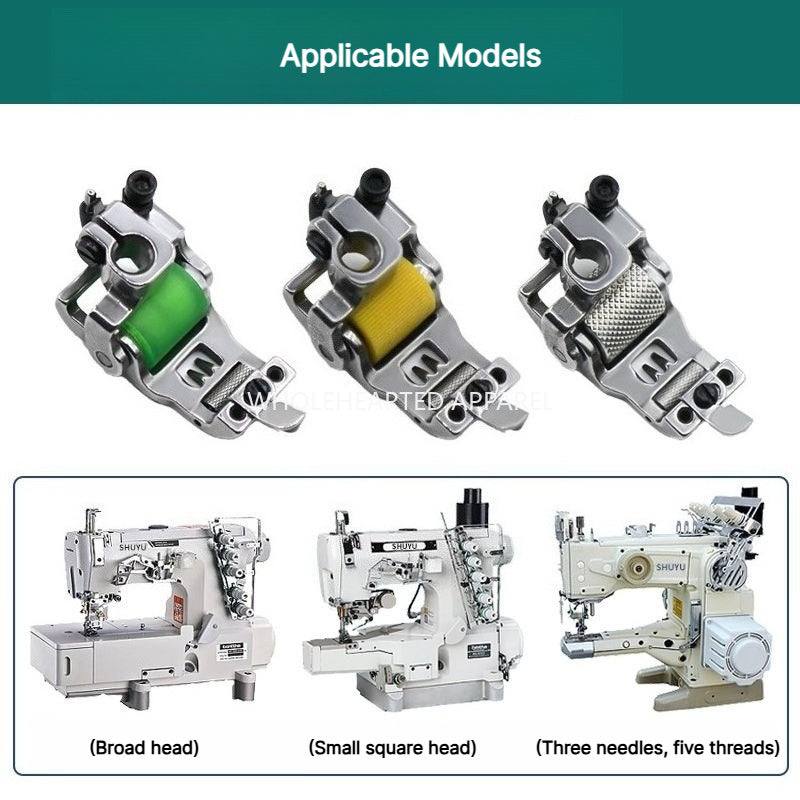 1029★ New Arrival 2 | More Options | Full-Steel Roller Presser Foot for 3-Needle 5-Thread Coverstitch Machines, Small Square Head, Large Platform.