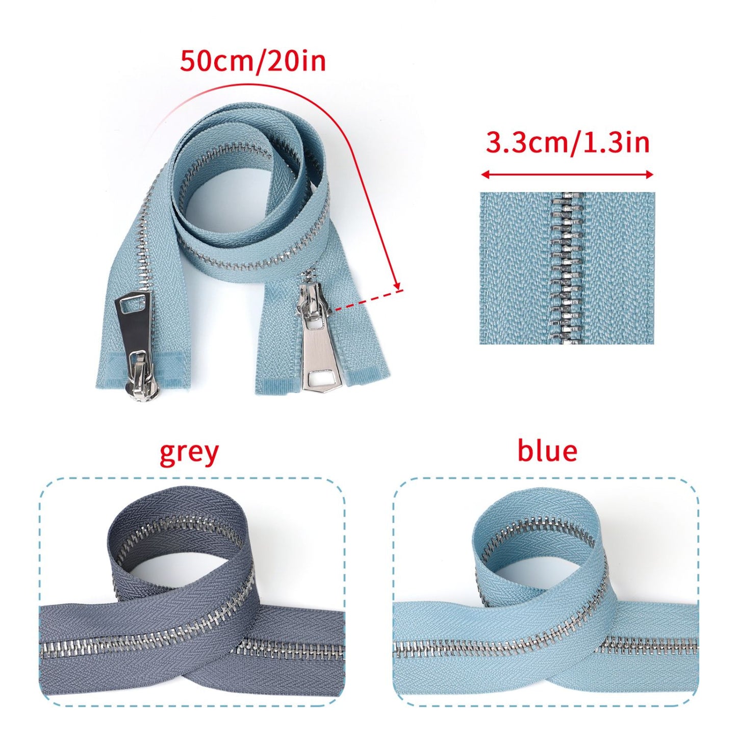 3112  Zipper No. 5 platinum pull up and down No. 8 piece double open silver tooth hanging plated zipper head jacket trench coat sweater universal for all kinds of clothing