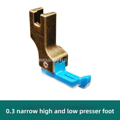 1687★  [Narrow 0.2/0] Plastic high and low presser foot flat car on zipper pressing line Teflon Oxford stop edge