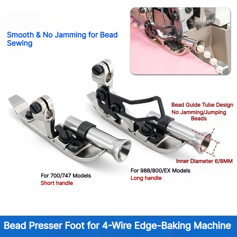 1909★ Four-Thread Overlock Beading Presser Foot, 6mm/8mm, Smooth Bead Sewing★