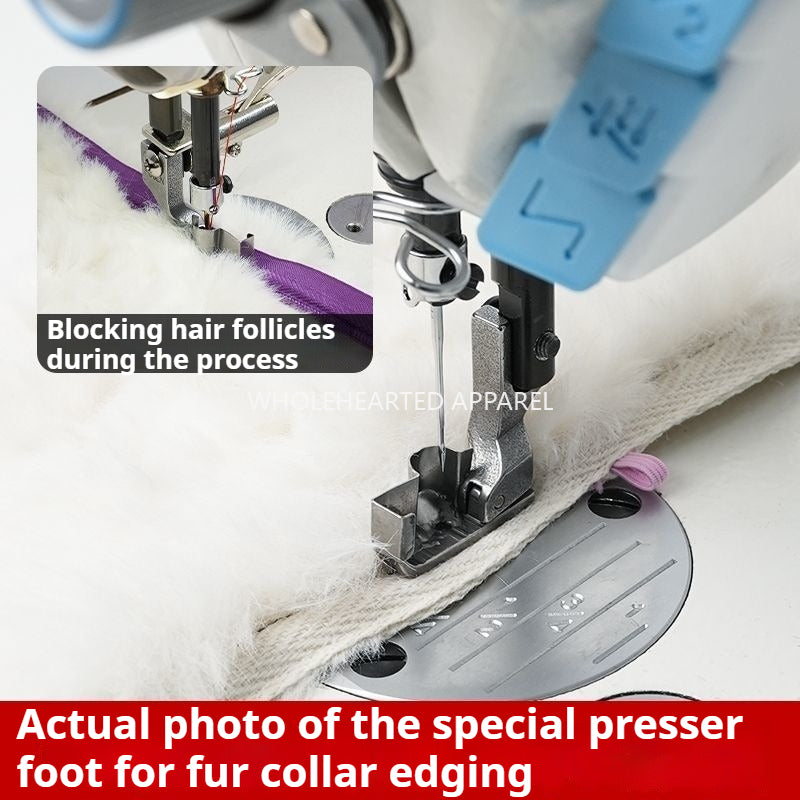 1745★ All-Steel Presser Foot for Sewing Fur Collars, Left Single-Side with Raised Edge Guide, Sewing Machine Accessory★