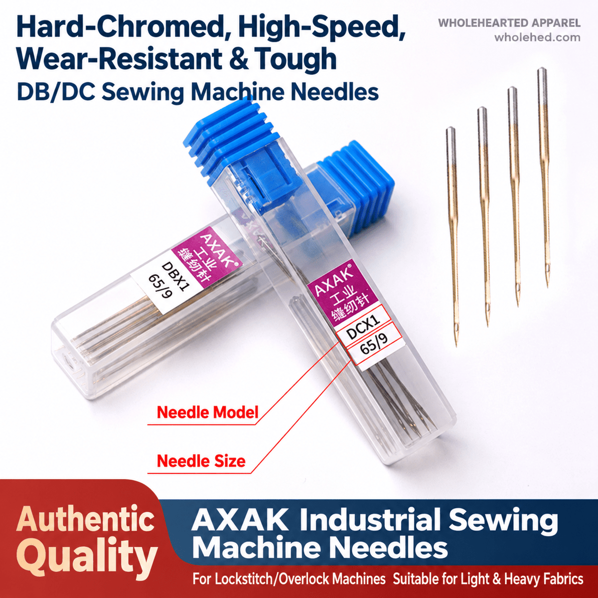 1689★ AXAK Hard Chrome Sewing Machine Needles, DBx1 for Lockstitch and DCx1 for Overlock Machines.