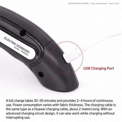 1444★ Rechargeable Cordless Electric Fabric Scissors with Lithium Battery for Industrial Sewing and Clothing Cutting.