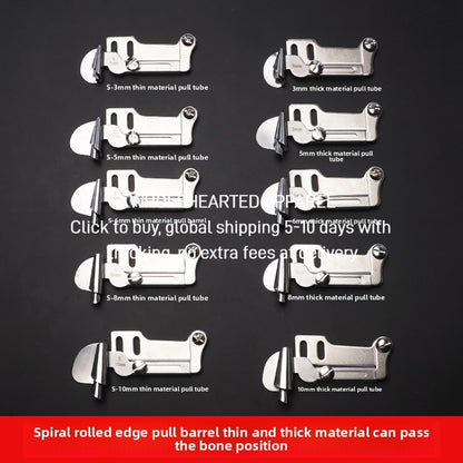 1597★ [Fácil de pasar la posición del hueso] Accesorios para máquinas de coser Nuevo dispositivo de engarce de material delgado/grueso con tubo de tracción en espiral industrial con prensatelas profesional Q5