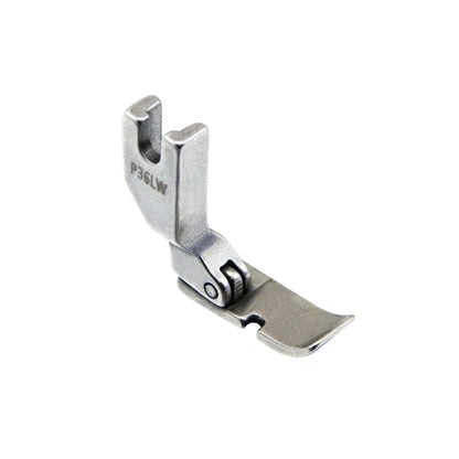 1503★ Pied-de-biche unilatéral gauche et droit pour machine à coudre plate, en acier, compatible avec les modèles P36LW et P36W. Plaque de base élargie de 10 mm.