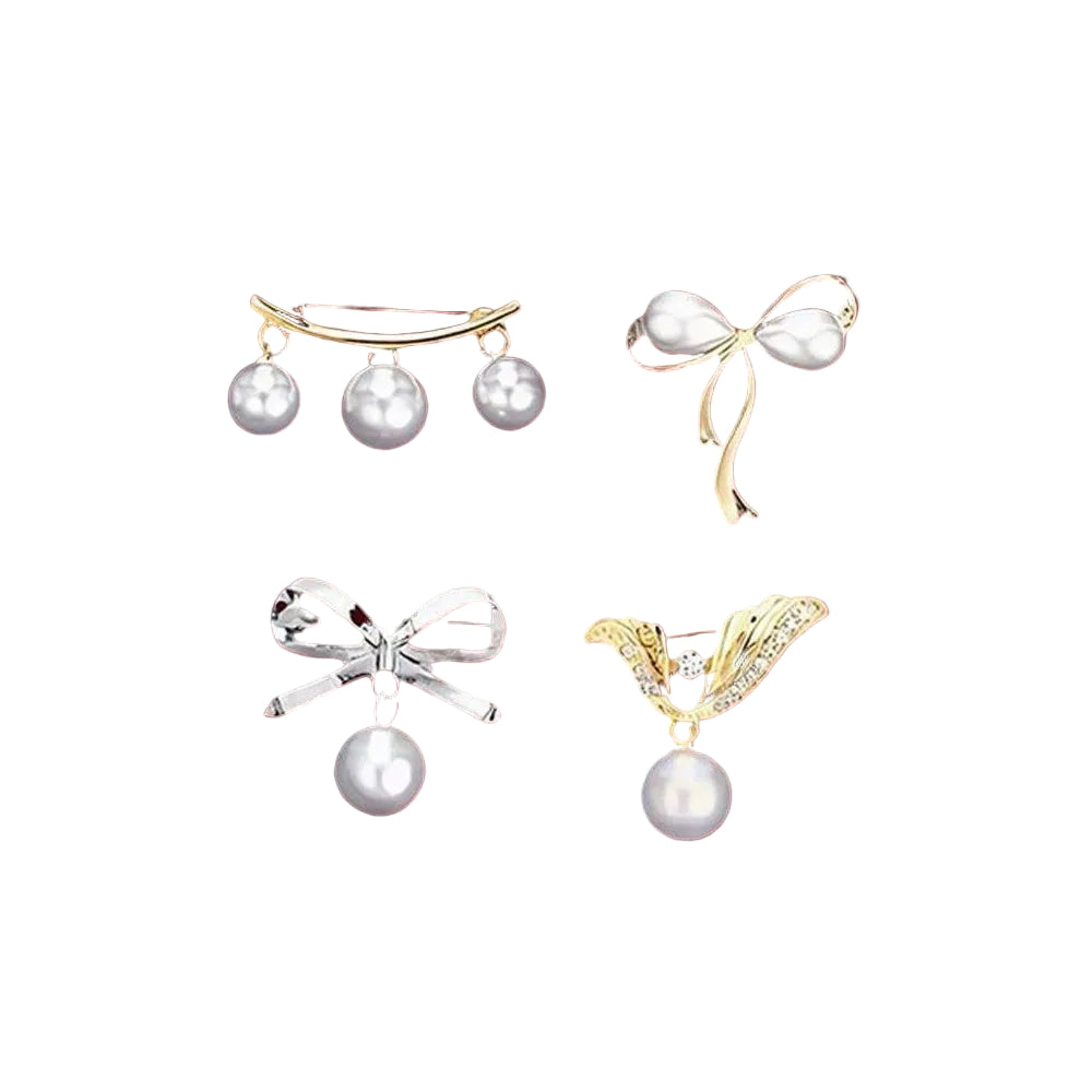 1877★ Alloy Rhinestone and Pearl Modesty Brooch Pin★