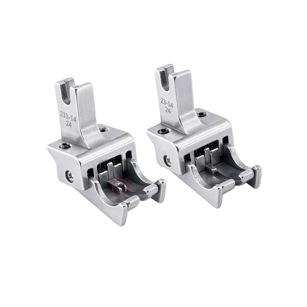 1936★ All-Steel Dual-Blade High-Low Presser Foot for Lockstitch Machines, Adjustable Left/Right Dual Edge Guides, 0.6/0.8 cm Seam Allowances.