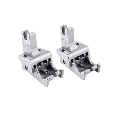 1936★ All-Steel Dual-Blade High-Low Presser Foot for Lockstitch Machines, Adjustable Left/Right Dual Edge Guides, 0.6/0.8 cm Seam Allowances.