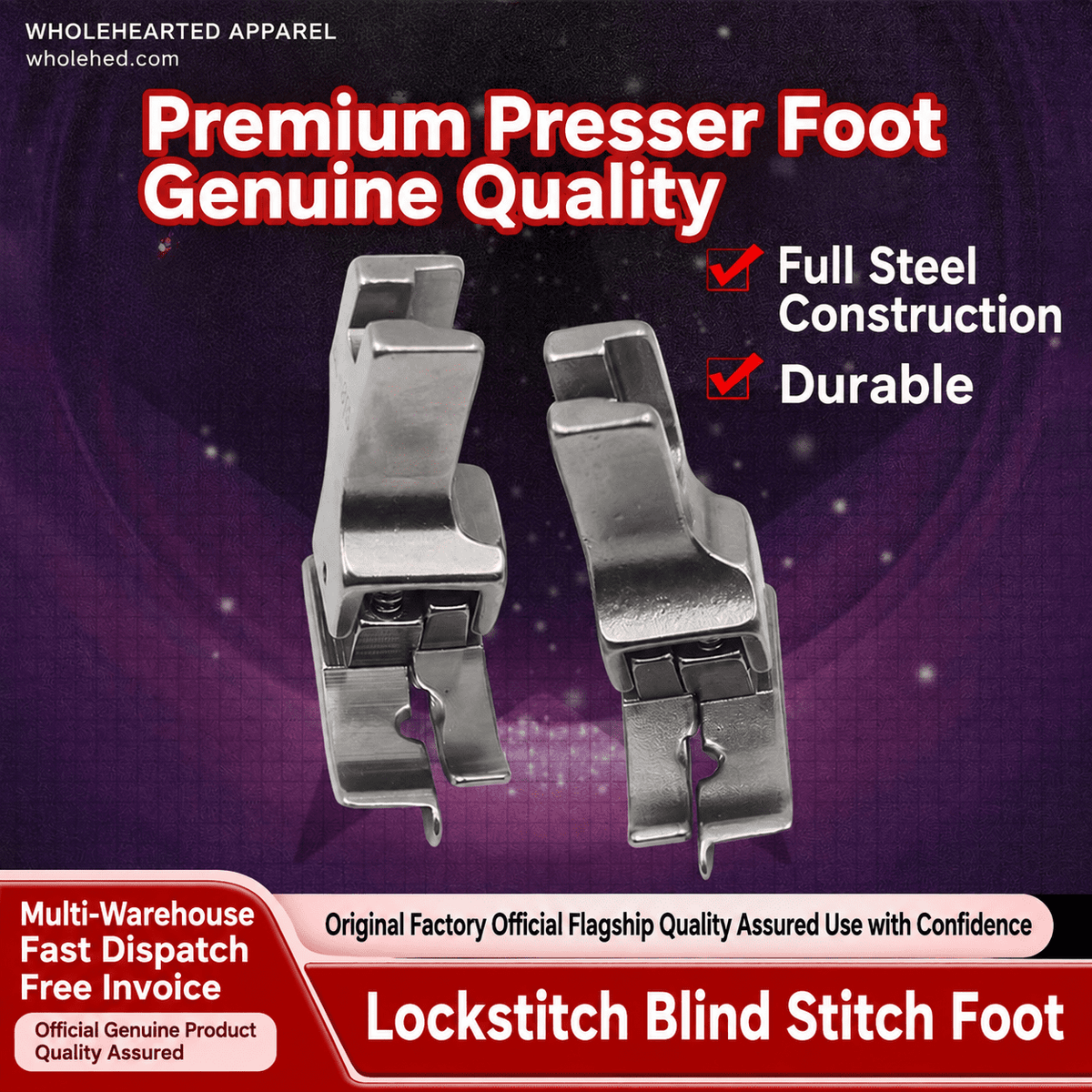 1382★ Daqian All-Steel Stitch-in-the-Ditch High-Low Presser Foot for Computerized Lockstitch Machines, Collar and Waistband Sewing.
