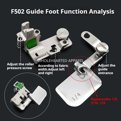 1754★ Nouveau pied ourleur courbe réglable F502, pied presseur à rouleau tout acier, adapté aux tissus légers en soie et en mousseline, accessoire de reliure populaire★