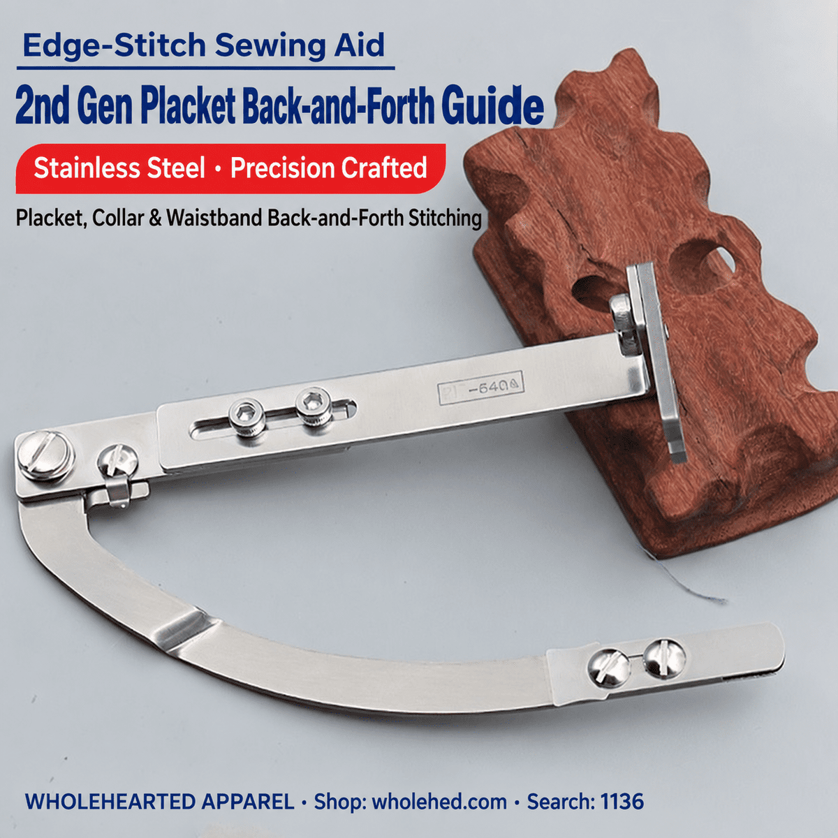 1136★ Industrial Flatbed Sewing Machine Edge-Stitching Guide for Plackets and Waistbands
