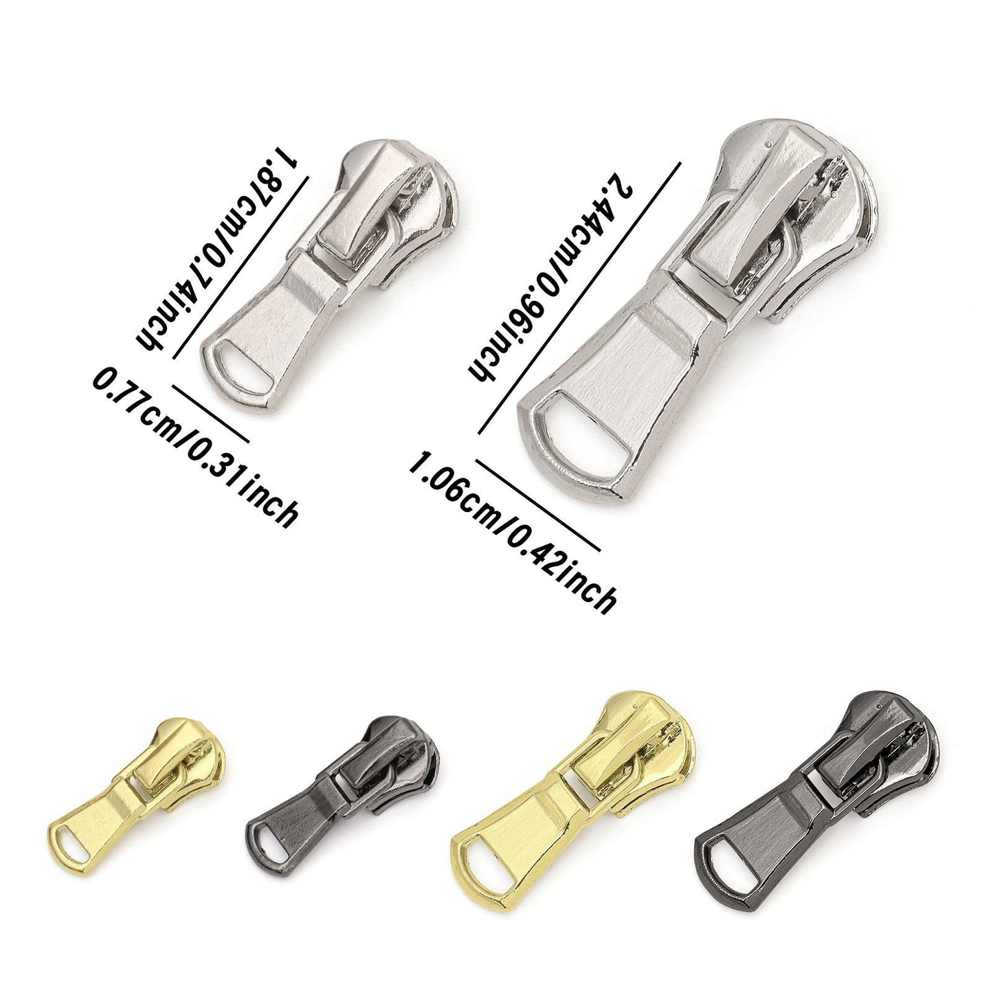 3093  Zipper No. 3 and No. 5 metal slider A3025 white light gold gun color slider zinc alloy clothing and luggage zipper applicable