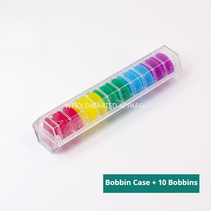 1755★ SY-215 Juego de portabobinas de plástico multicolor para máquinas de pespunte con caja de almacenamiento★