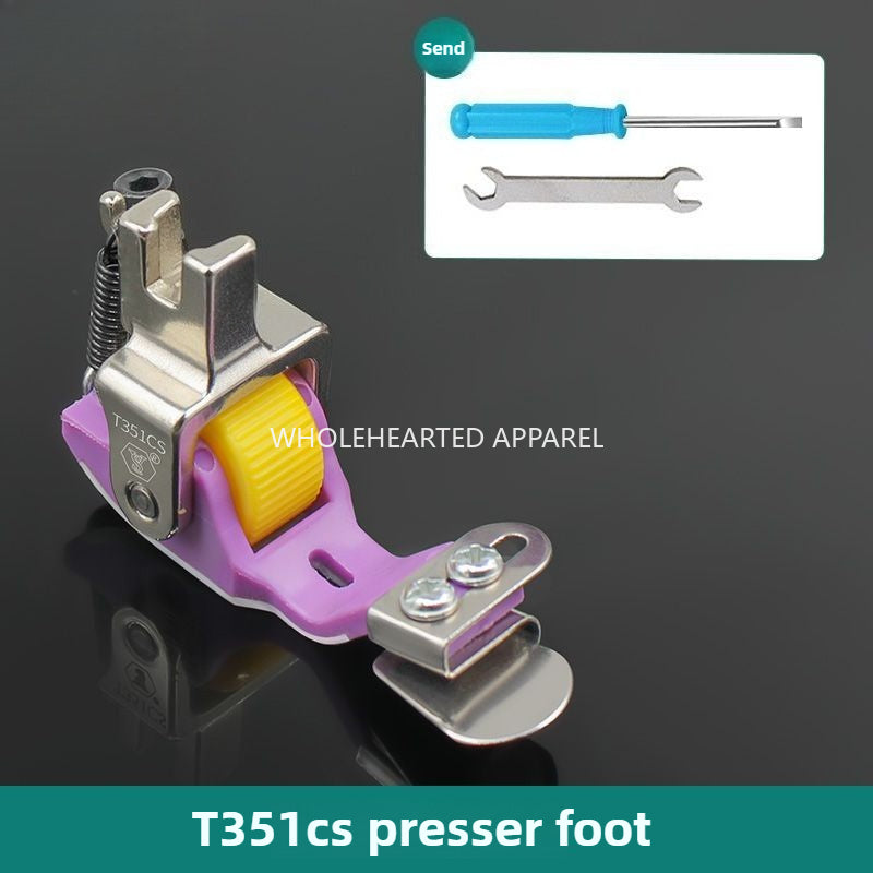 1707★T351 Adjustable Teflon Roller Presser Foot for Edge Folding★