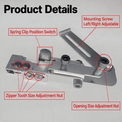 1695★ منظم سحّاب جديد، سحّاب علوي، منظم خط السحّاب، محدد موضع سحّاب بمشبك لخط فتحة الخياطة المسطحة.