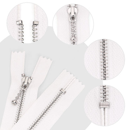 3094  Zipper No. 3 platinum closed tail not tail double small silver circle head double rear size silver circle white cloth silver tooth clothing bag DIY use